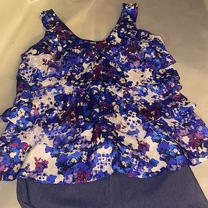 Floral print Ruffled Sz XL Blouse